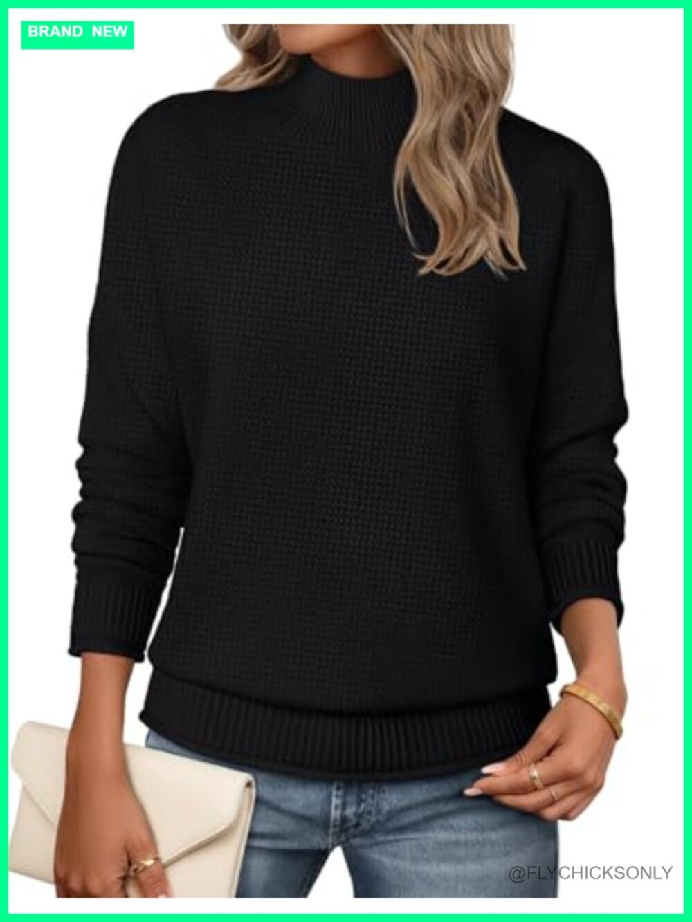 Womens Turtleneck Long Sleeve Fall Cozy Knit Sweater Pullover